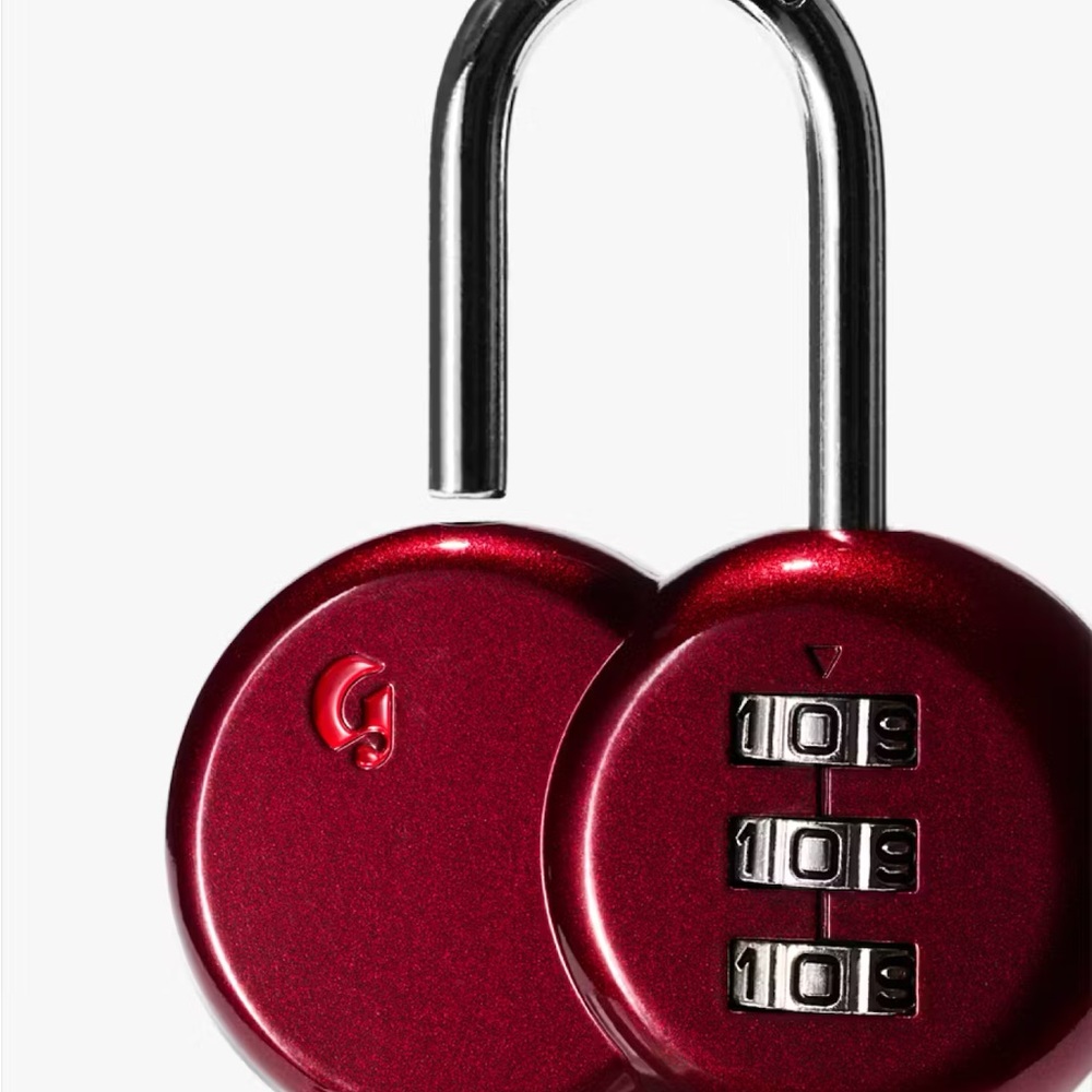 Glossier 🍒 Cherry Combination Lock (NIB), sticker and samples card